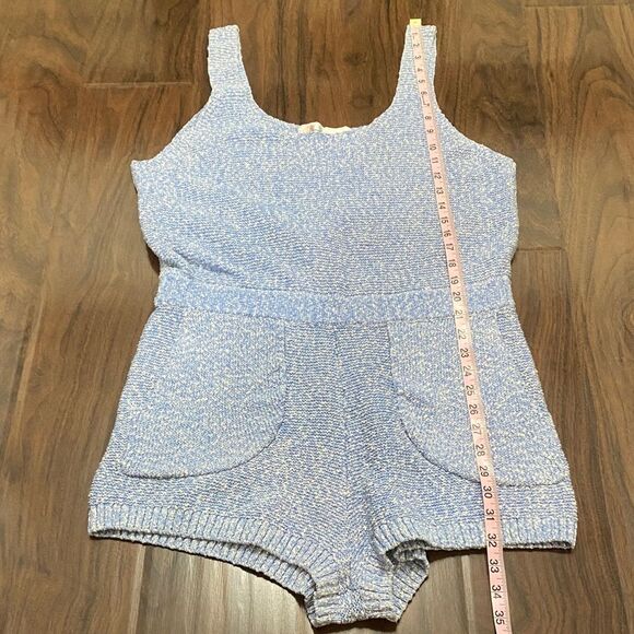 Free People FP Beach Declan Knit Romper Blue Cotton - Picture 4 of 7